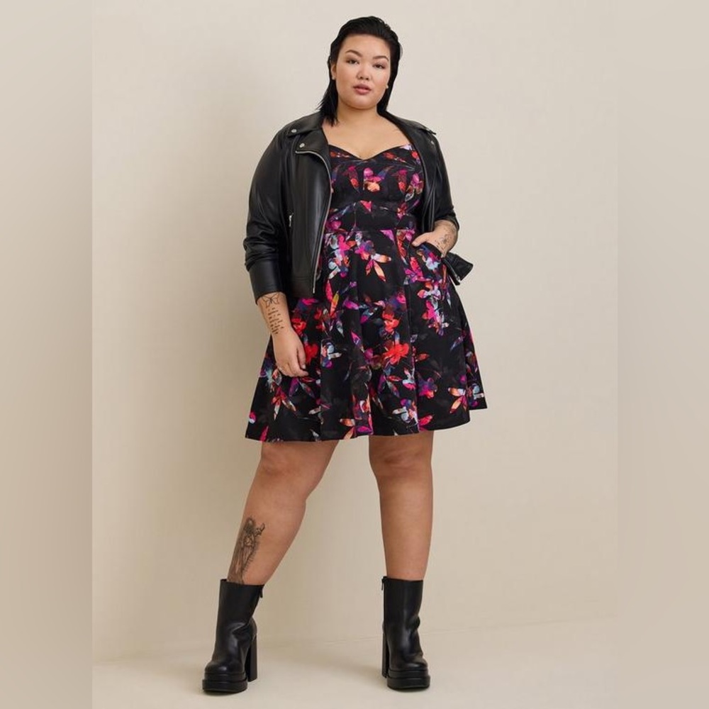 Torrid Mini Scuba Lace-Up Fit & Flare Dress